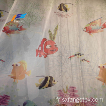 Tissu de rideau de fenêtre pour enfants imprimé transparent en polyester